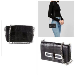 Theyskens' Theory Stitched Turnkey Silver Chain Leather Crossbody Shoulder Bag s